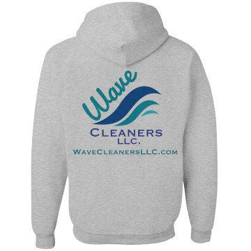 white hoodie with Wave print on back