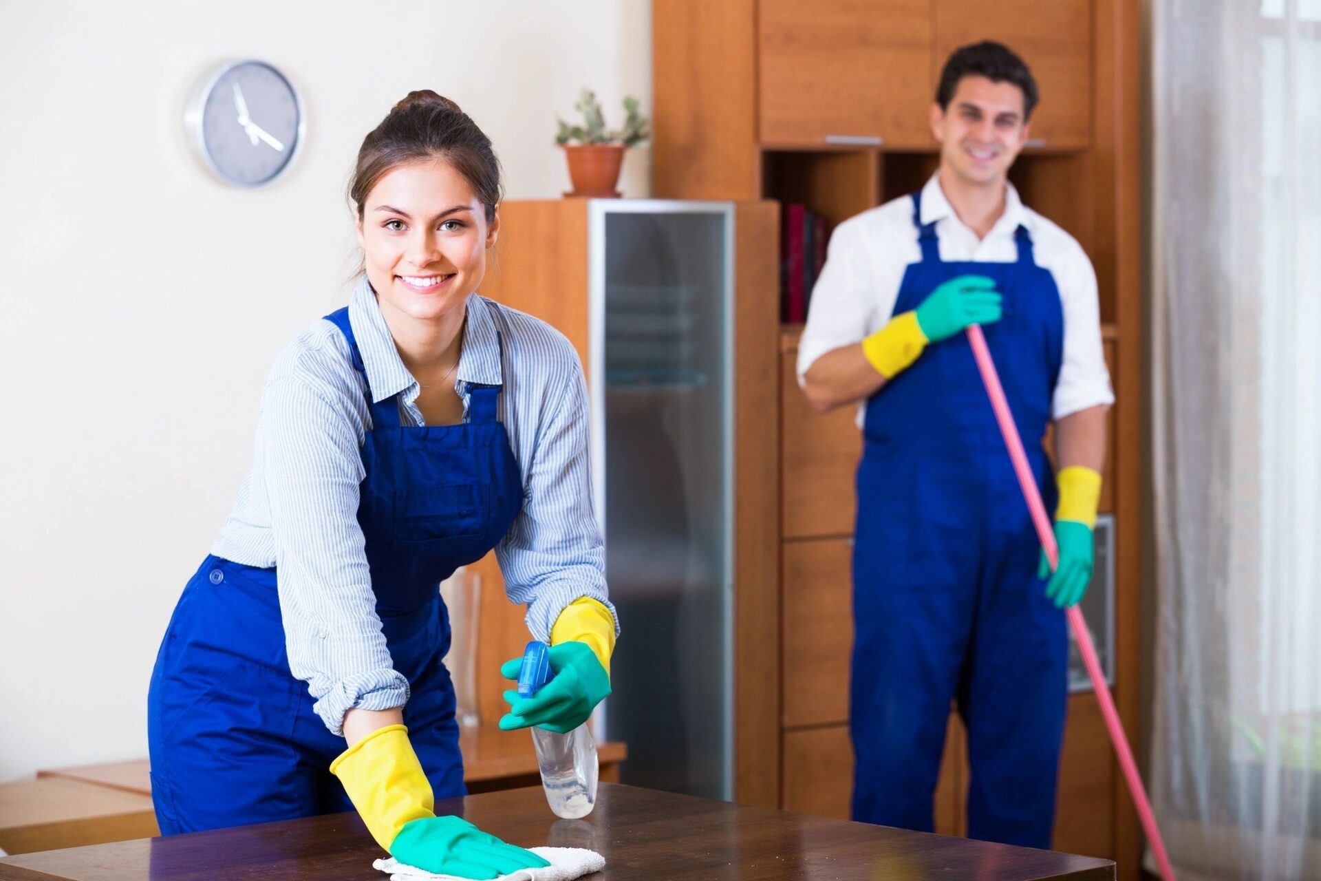 Cleaners smiling